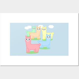 Alpaca cute Paste colors Posters and Art